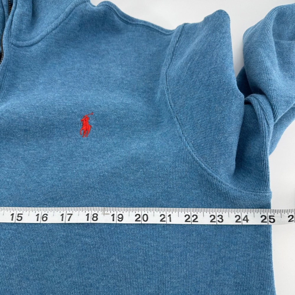 Polo Ralph Lauren Quarter Zip Pullover Mens XL Blue Cotton Pony Logo Sweater - Picture 7 of 10